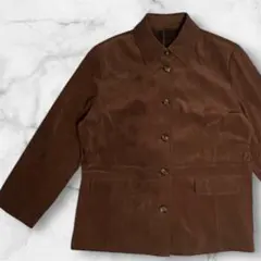 スエード風　長袖シャツ　ブラウン　【セール実施中】