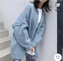 Who's Who gallery水色ニットカーディガン 長袖 オーバーサイズのサムネイル