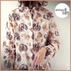 antiqua アンティカ 花柄 レトロ 綿100% シャツ トップス