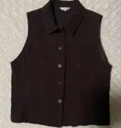 ブラウン ボタン付き ベスト Mサイズ