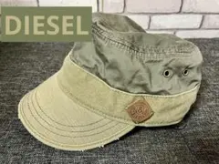 【DIESEL】ディーゼル　オリーブグリーンキャップ　ダメージデザイン　帽子秋冬
