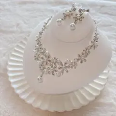 【2点セット】 ネックレス イヤリング 結婚式 ブライダル ウェディング 前撮り