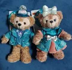 ディズニー　ぬいぐるみバッジ　ダッフィー&シェリー・メイ 2体セット　25周年