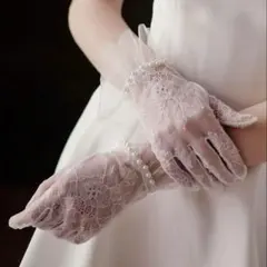 パール付きレースショートグローブ