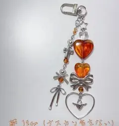 ✮ビーズキーホルダー✮ ブラウン ハート 韓コレクトブック y2k