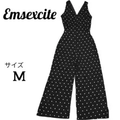 大人可愛い黒白ドット柄オールインワン♡ウエストリボン付き　サロペット Mのサムネイル