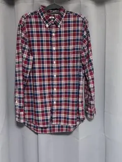 e*z様 UNIQLO 長袖 チェックシャツ M 赤系