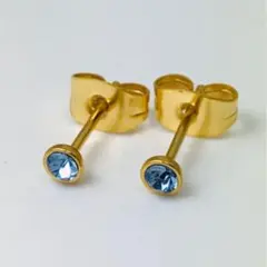 サージカルステンレス　3ミリジュエル　ピアス　mk　18金プレート