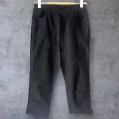 七分丈パンツ　ストレッチ　黒　ブラック　L  ウエストゴム