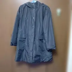 フード付き濃グレーロングコート レディースLサイズ