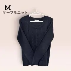 ✨美品✨長袖 ケーブルニット ネイビー　M