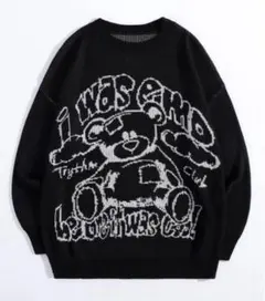 SHEIN Flirla スローガンとベアパターンのセーター Lサイズ