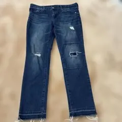 ストレッチクラッシュスキニージーンズXL ダメージ加工リラックスフィットデニム