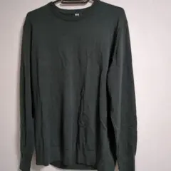 UNIQLO XL ダークグリーン メリノクルーネックセーター