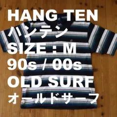 【美品】90s 00s HANG TEN ハンテン マルチボーダーポロ M 紺のサムネイル