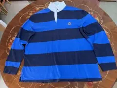 ラルフローレン　Chaps青と黒のストライプ ラガーシャツ