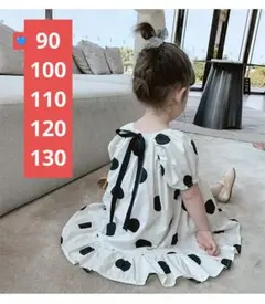 【大人気】バックの黒リボンが可愛い♥️水玉ワンピース 韓国子供服 女の子p29