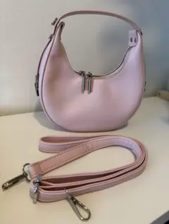 ピンク ハンドバッグ ショルダーストラップ付き