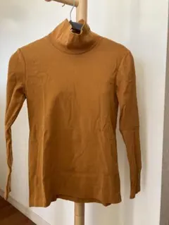 UNIQLO ユニクロ コットンフライスタートルネック Tシャツ XS キャメル