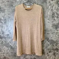 ✨レプシィム✨♡カットソー♡ロング丈♡シンプル♡バックプリーツ♡ブラウン(F)