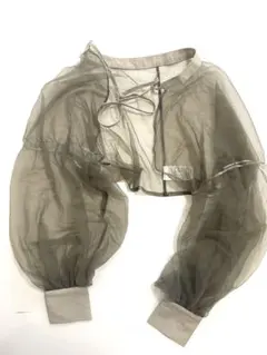 テラス シースルーボレロ terrace M カーキ バルーンスリーブ 結婚式