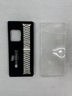 Tasikar Apple watch 42mm ケース バンド シルバー ★