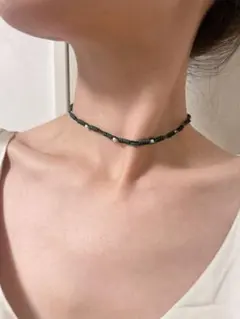 パール(本真珠)付き編み込みチョーカーネックレス　可愛い