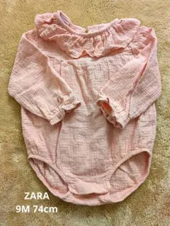 ZARA◯フリル付きピンクロンパース 74cm