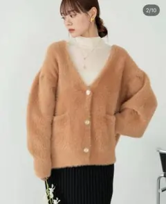 hinari シャギーニットカーディガン オレンジ