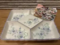 【昭和レトロ】花柄 オードブル皿 仕切り皿 パーティー 陶器のサムネイル