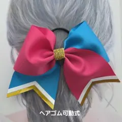 チアダンスリボンヘアゴム⭐ 楽天市場】リボン ゴム ピンクチアリボン ヘアゴム チア 大きめ
