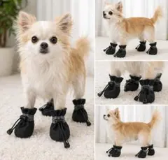 (最終価格)新品 小型犬 黒 Mドッグシューズ 犬用肉球保護 レインシューズ