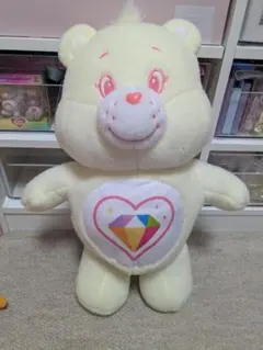 タグ付き　ケアベア　羊毛フェルト風BIGぬいぐるみ　スパークルハートベア