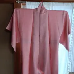 ピンク正絹袷色無地一つ紋地模様