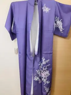 紫色 花柄　訪問着