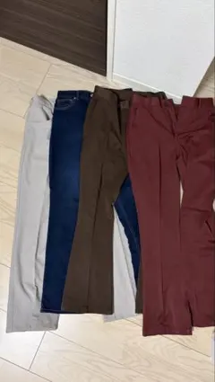 スラックスセット グレー 青 茶色 ワインレッド