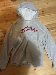 adidas グレー フード付きパーカー　パーカー　ピンクパーカー