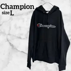 Champion【L】 パーカー フード付き 黒 海外古着