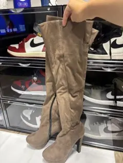 エスペランサブラウン スエード 高ヒール ニーハイブーツ高さ14cmSサイズ美脚