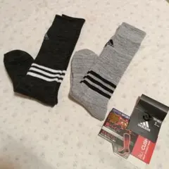 一度のみ使用　2足組　adidas 24-26cm ハイソックス　総パイル