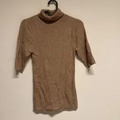【ZARA】ベージュ タートルネック 半袖ニット