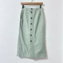 GU　ジーユー　綿　コットン　ミントグリーン ボタンフロント タイトスカート