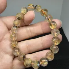 071 ゴールドタイチン ルチルクォーツ ブレスレット ギラギラ輝く極太