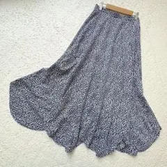 SLY フレアスカート ロングスカート 花柄 ネイビー