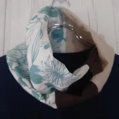 【ハンドメイド】リネン スヌード (フラワー×ライトベージュ×ブラウン)