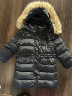 黒 ダウンコート ファーフード付き