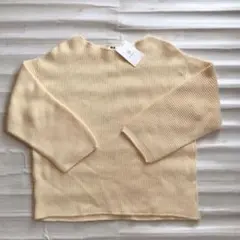 UNIQLO 3Dコットンリブボートネックセーター イエロー XL