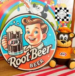 【ラスト１点】ルートビア⑬ A&W　ブリキ看板　アメリカン雑貨　エンダー　USA