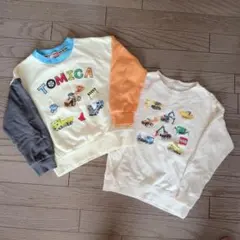 120 長袖　トミカ　裏毛　トレーナー　2枚セット 乗り物 キッズ 男の子