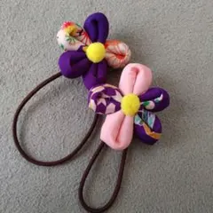 着物花形ヘアゴム2個セット